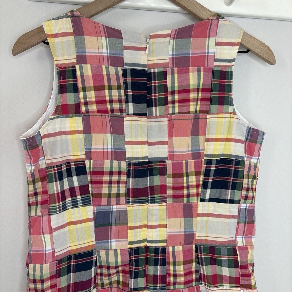 LL‎ Bean Madras Plaid Dress 6P Patchwork Preppy New England Old Money Coastal - Picture 3 of 10